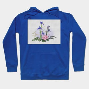 Ikebana watercolor with irises Hoodie